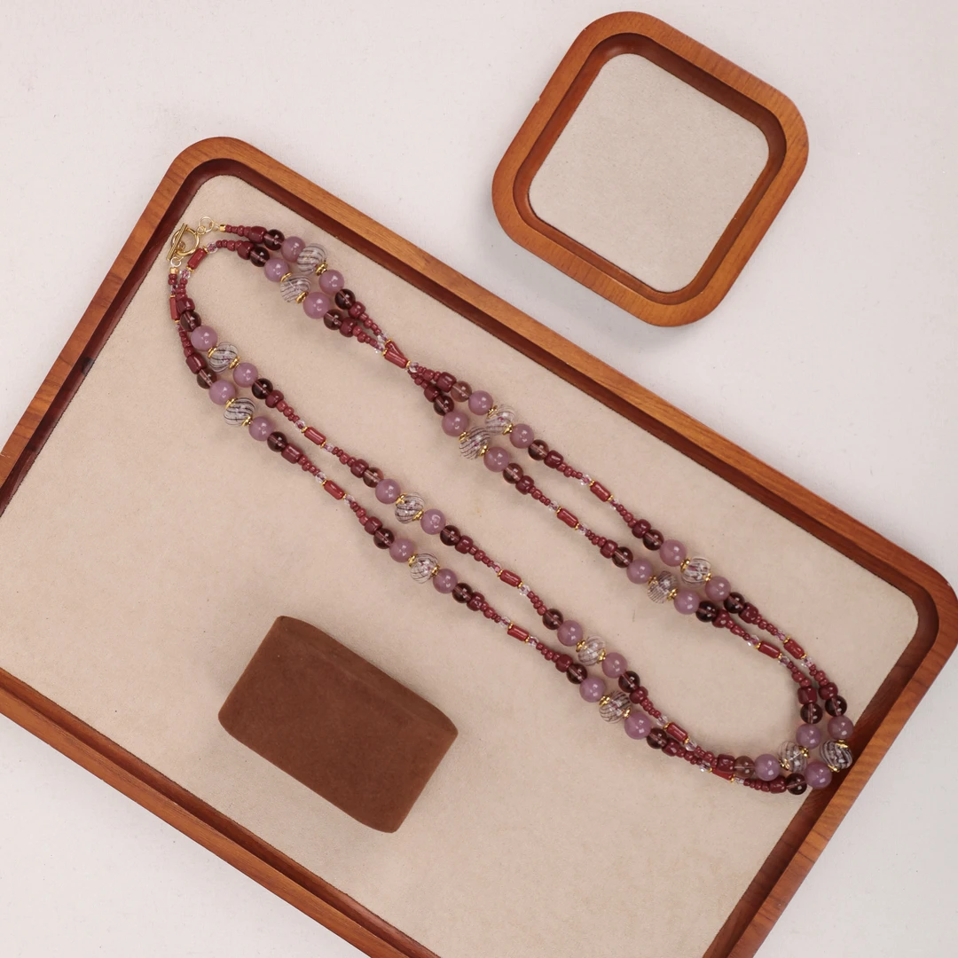 合金项链 LZ1751 极光粉紫长链空气琉璃琉璃项链130cm