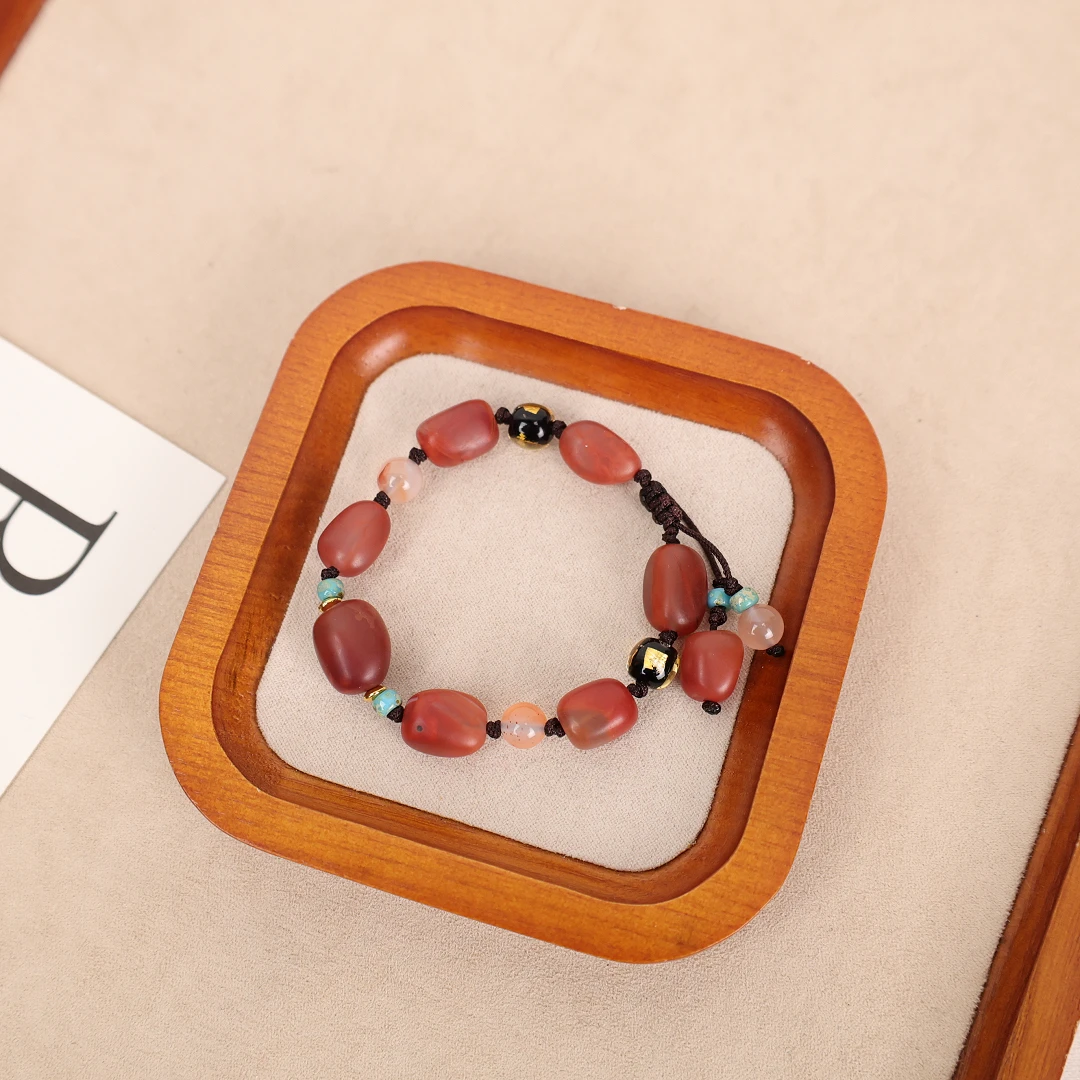 LZ2050 南红随型包浆设计款琉璃手绳