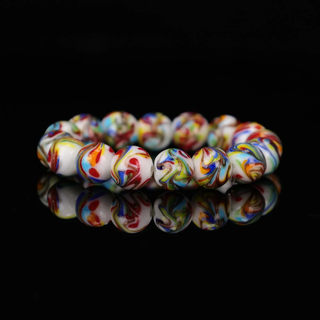 合金手链 CZ1192 白色凤尾琉璃手串12mm