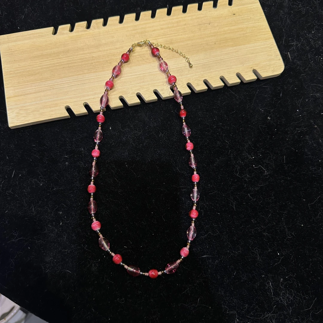 合金项链 LZ1740 金红料瓜子琉璃项链