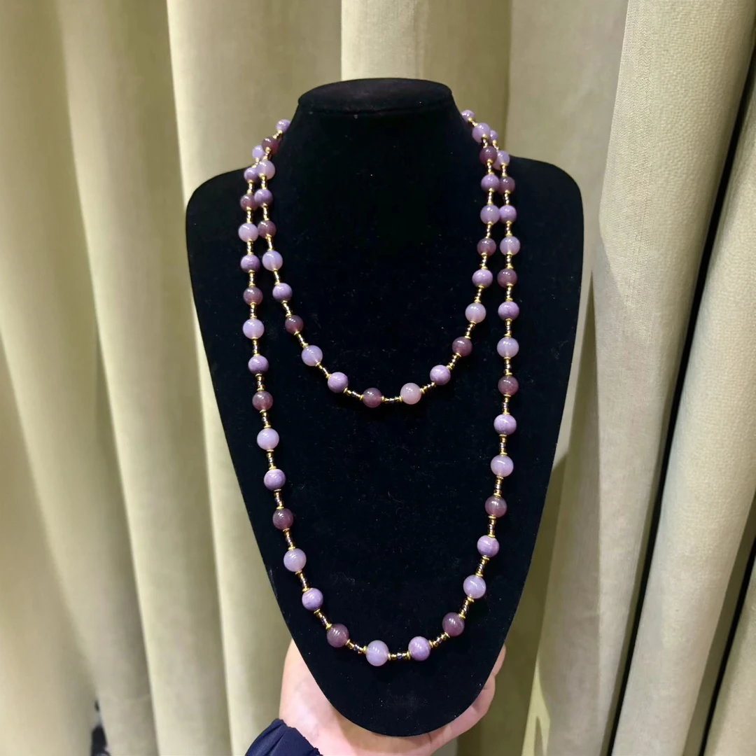 合金项链 LZ1599-2  10mm香芋紫真紫极光粉紫琉璃长项链130cm