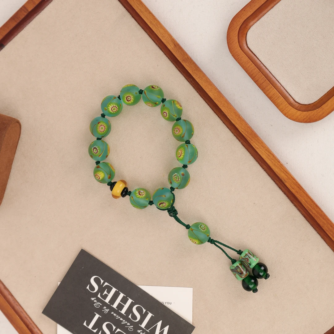 合金手链 LZ2137 绿色磨砂凤眼黄色凤眼琉璃手持