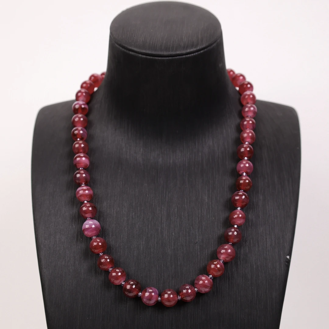 合金项链 LZ1560 10mm金红料紫色台湾老师琉璃项链44.5cm