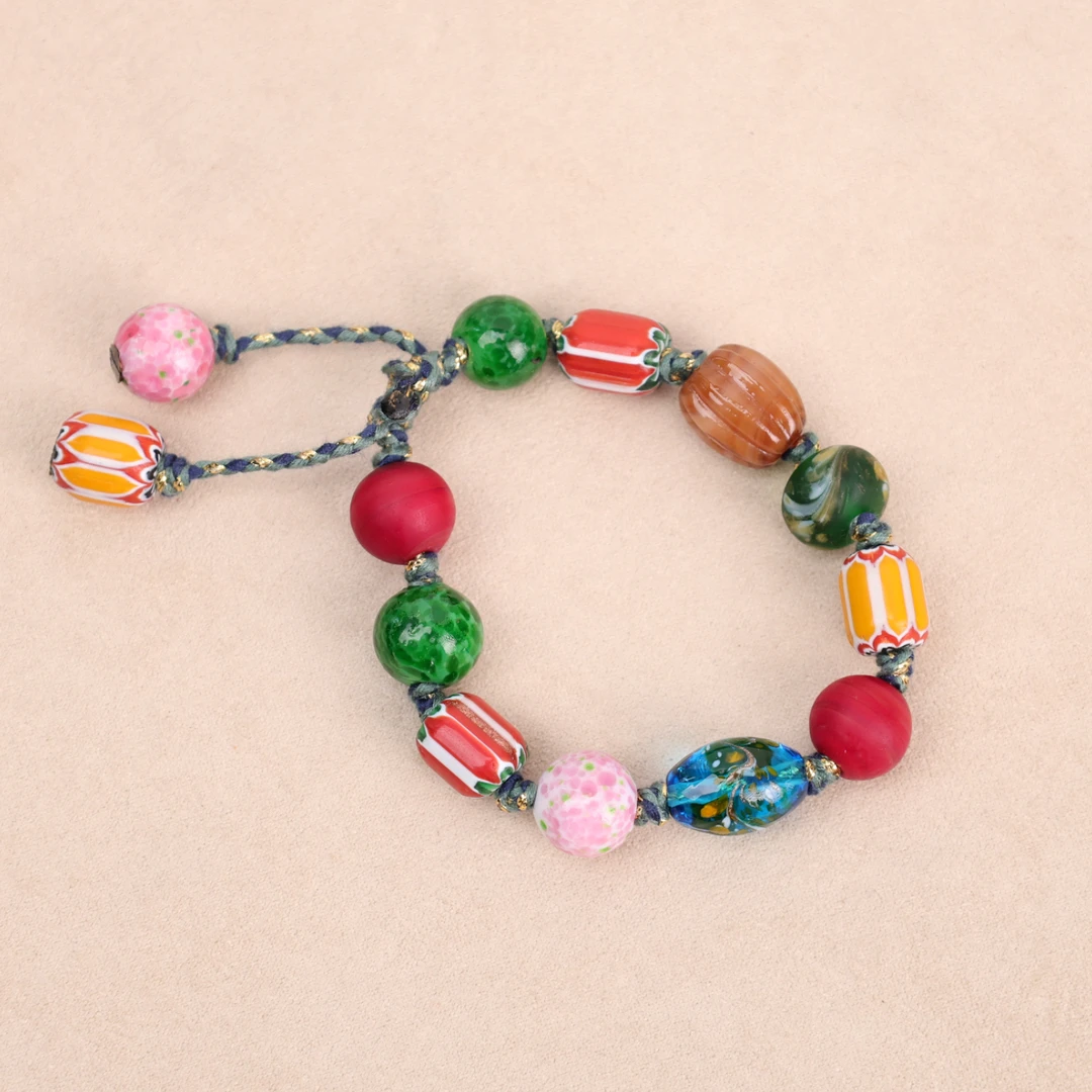 合金手链 LZ1162-1 彩色多宝蛙皮磨砂凤尾琉璃手绳