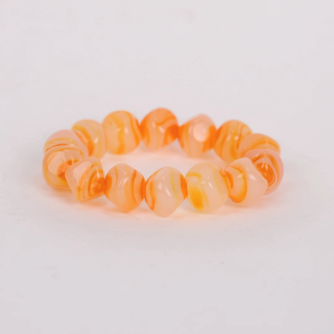 合金手链 SC0604 橙色搅料方形满串手链