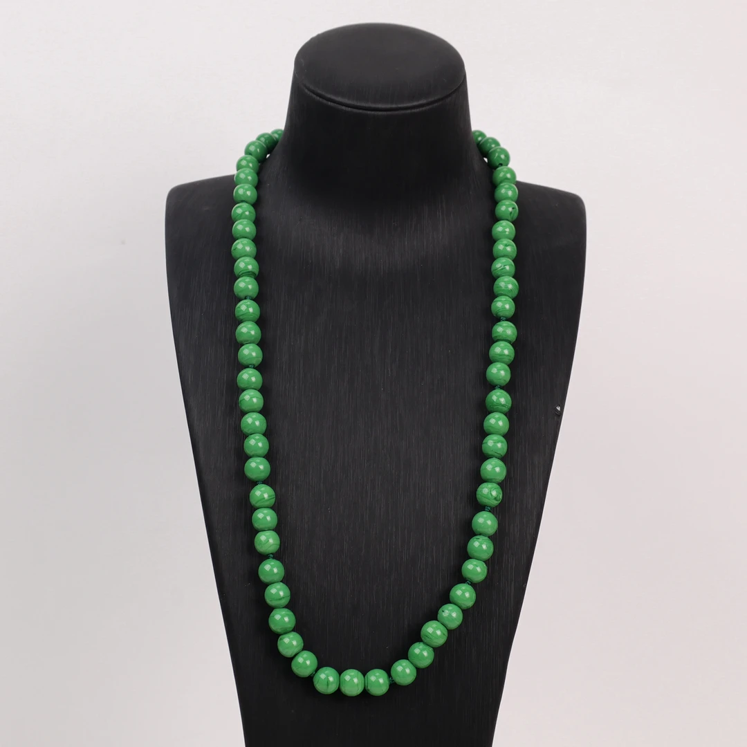 合金项链 LZ1835 10mm青苹果绳编绿色琉璃项链