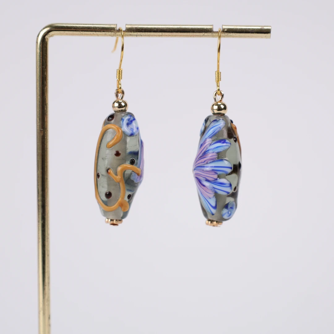 合金耳饰 EH0229 圆柱体蛋糕琉璃耳环