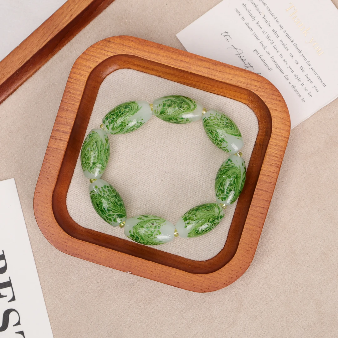 合金手链 LZ1133-1 莲子雪花凤尾满串琉璃手串