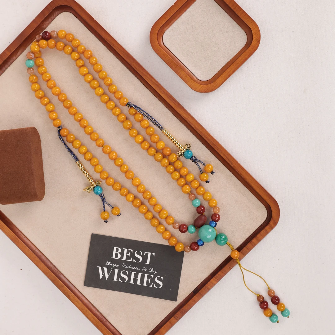 合金项链 LZ1884 老僧衣108颗带计数器琉璃项链