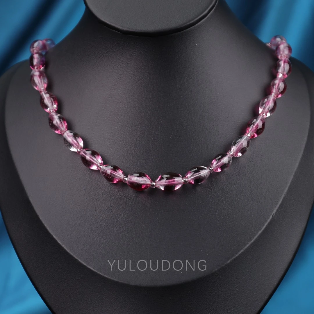 合金项链 XL539 新款紫红色金红料瓜子 满串琉璃项链