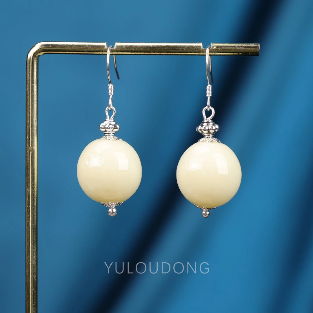 合金耳饰  ES269 奶白色琉璃耳环