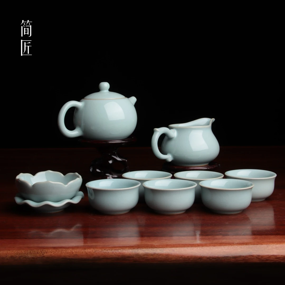 简匠 汝窑当代高端西施壶茶具整套汝瓷茶具礼盒高档汝瓷商务礼品