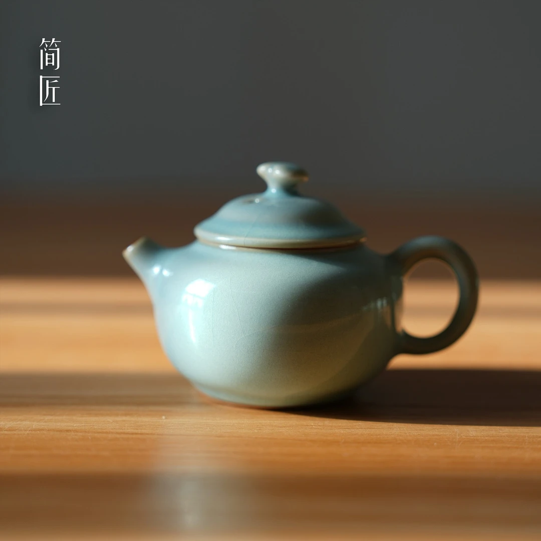 简匠 汝窑天青釉开片可以养的灵之壶100毫升