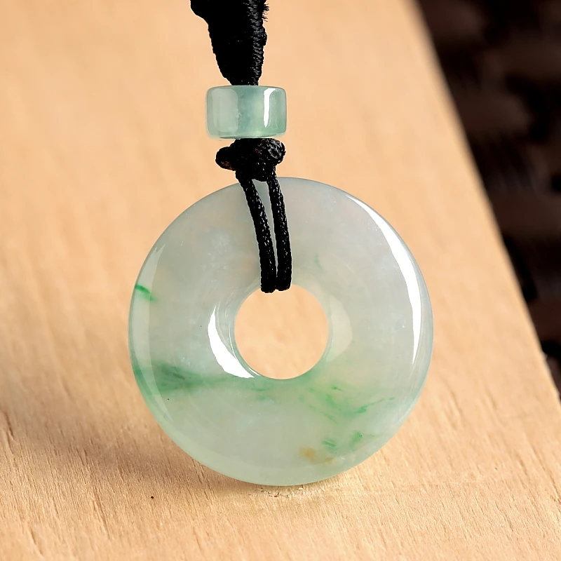 石之富珠宝缅甸天然玉石翡翠A货精巧冰种飘绿平安扣吊坠