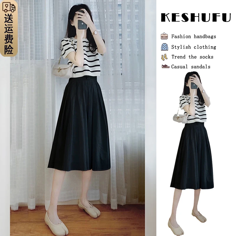 夏季女装多巴胺穿搭配一整套炸街减龄时尚法式桔梗连衣裙子两件套