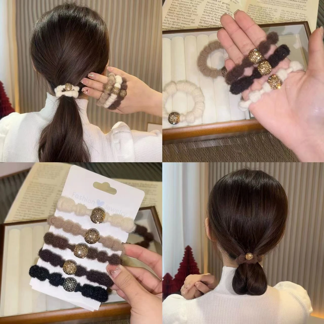 秋冬美拉德高颜值毛绒头绳2023新款高端女皮筋高弹力耐用发绳发圈