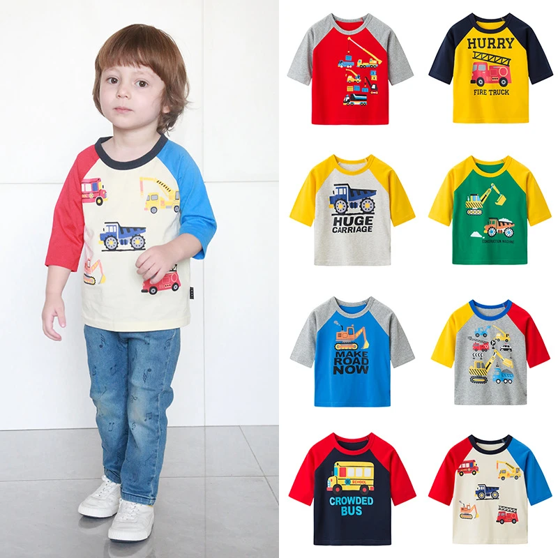 （福利）男童工程车七分袖上衣