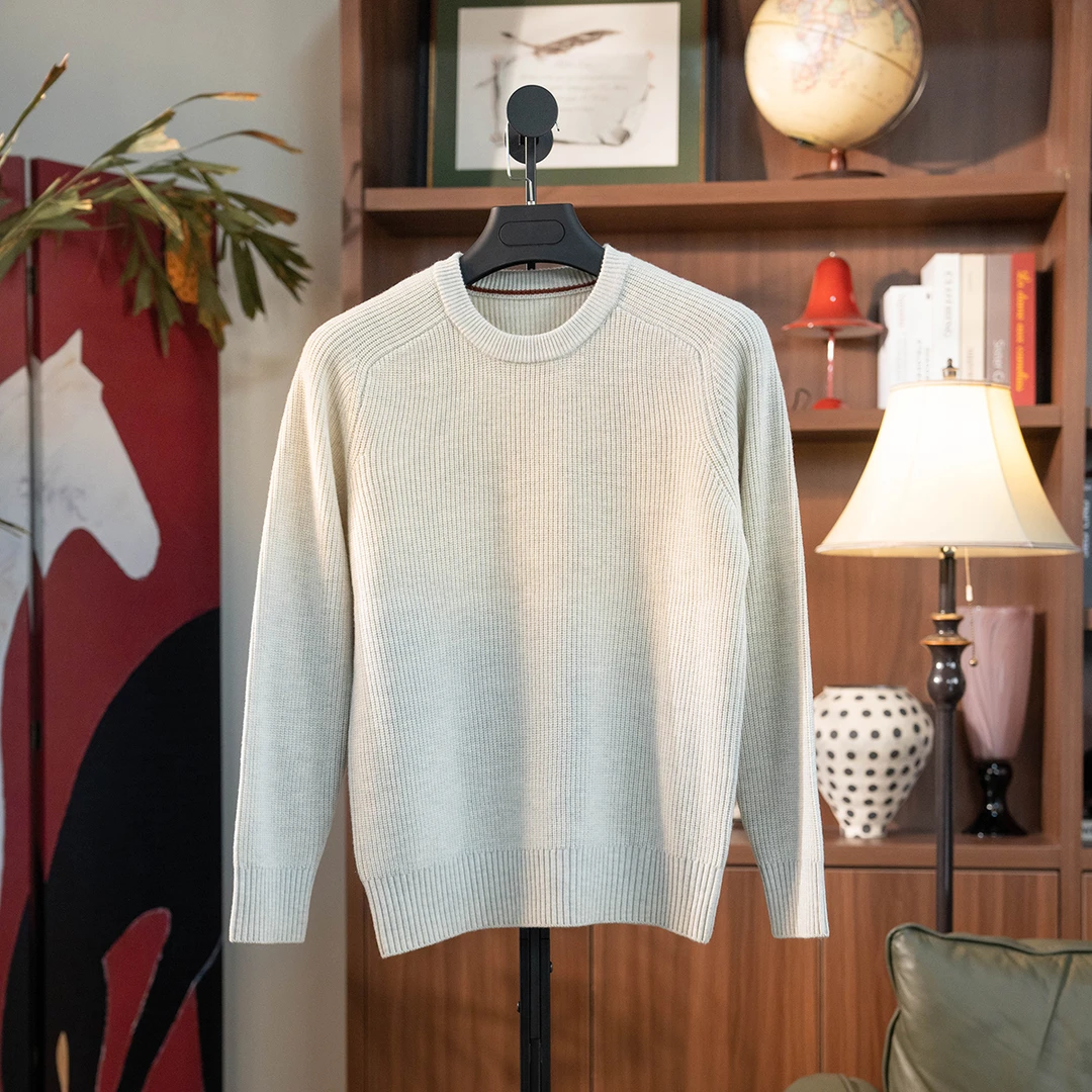 VEILVANITY100美丽诺绵羊毛英式罗纹针织衫插肩袖设计贴身打底