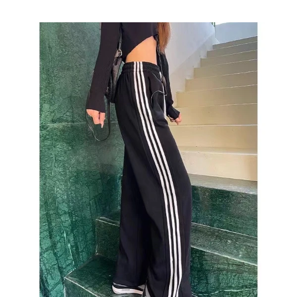 阔腿裤垂感显瘦直筒运动休闲裤春秋时尚百搭高腰韩版宽松女裤束脚