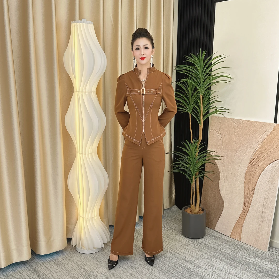 9986款显瘦气质轻奢时尚休闲复古设计师秋季长袖百搭秋冬