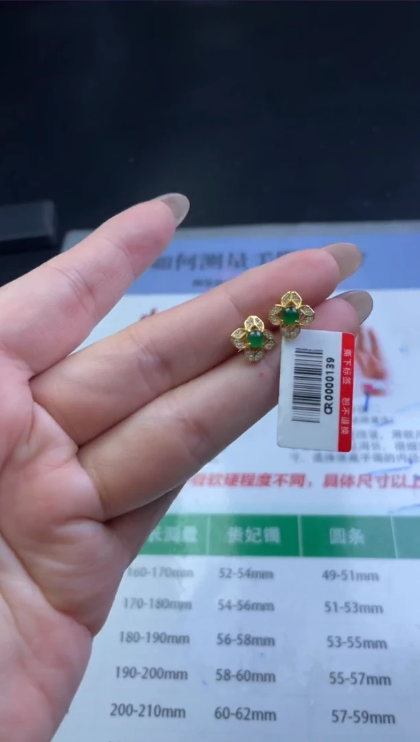 【闪购商品】翡翠耳饰银S925镶嵌耳饰13