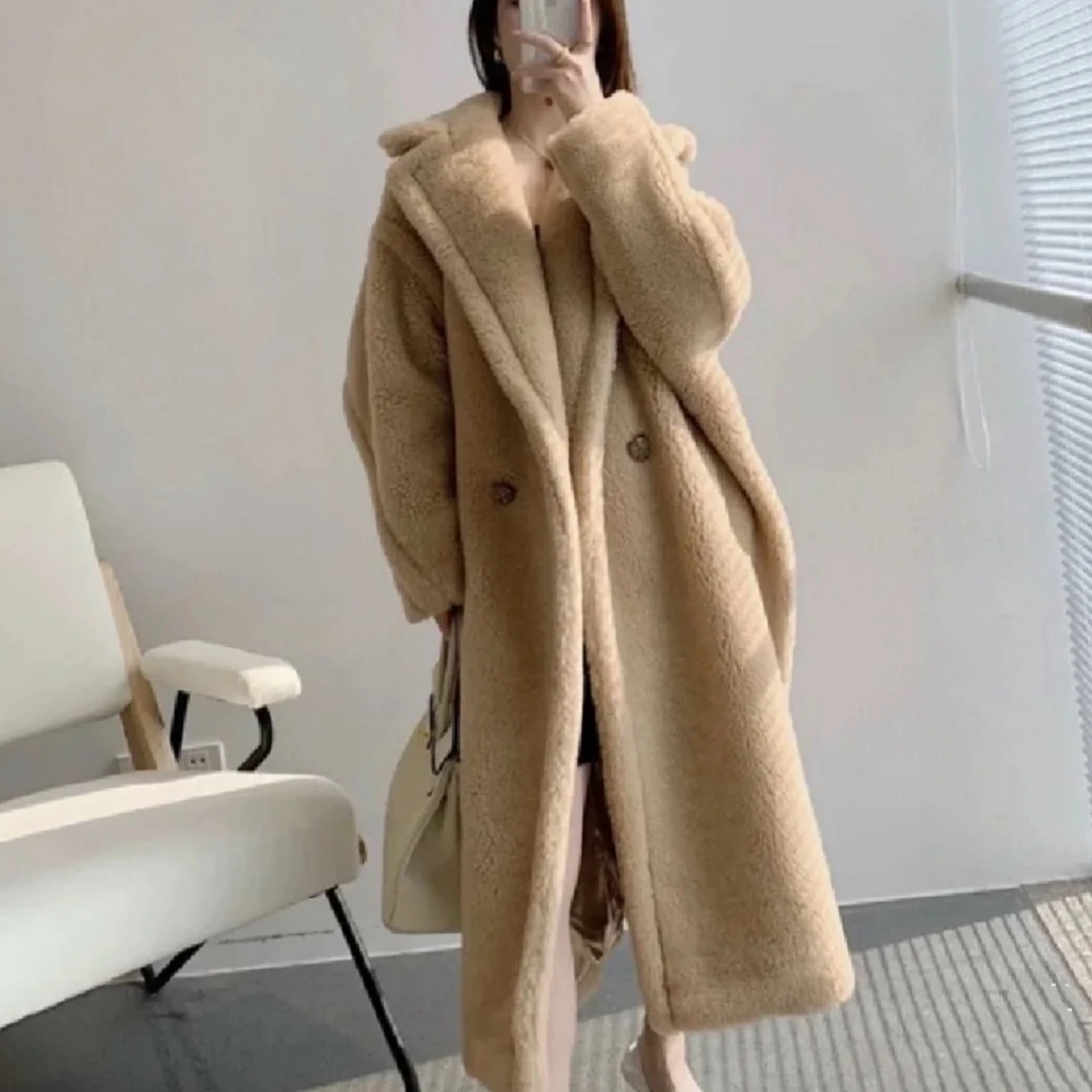 【时尚休闲】加厚中长款蓬松颗粒毛泰迪外套
