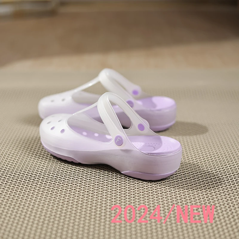 半拖透明果冻洞洞鞋休闲厚底外穿防臭爆款拖鞋外出可爱新品百搭