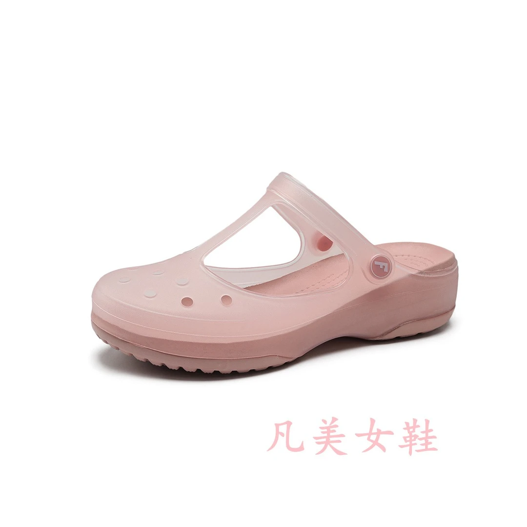 2024软底玛丽珍平底果冻鞋夏季外穿厚底防滑包头时尚沙滩鞋女时尚