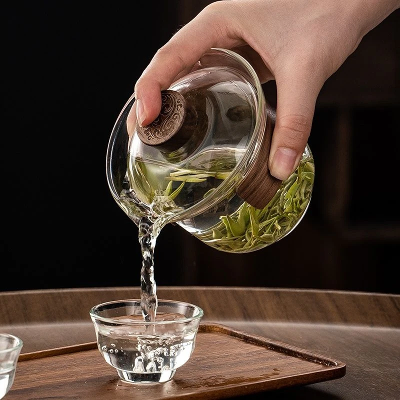 玻璃盖碗茶杯耐热防烫盖碗单个泡茶碗大号功夫茶具茶碗带盖手工