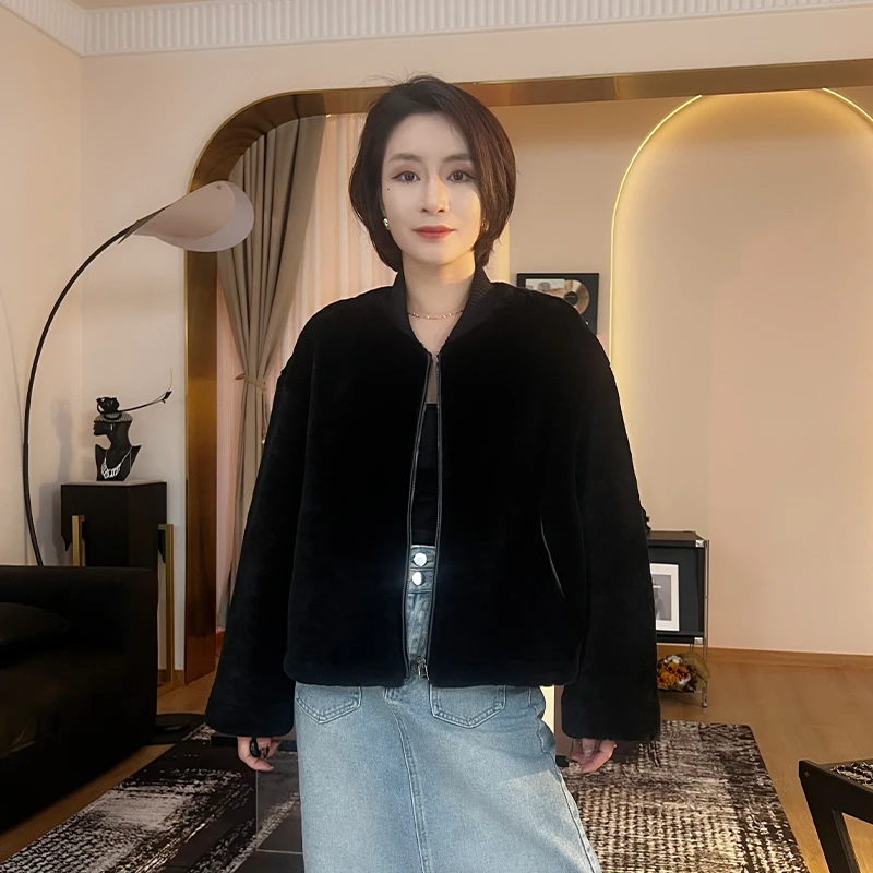 断码特价 新款皮毛一体绵羊毛保暖服外套女时尚休闲百搭通勤外套