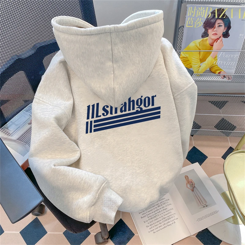 潮牌潮流青年帅气字母印花保暖连帽卫衣男生宽松款秋冬季加绒外套