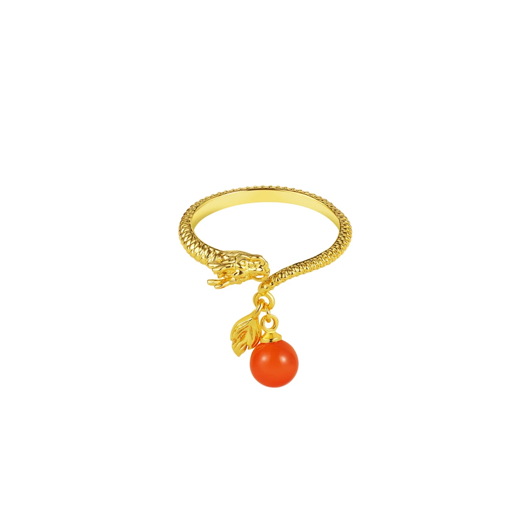 【一姐专属】古法天然冰红圆珠流苏设计款戒指 @3484@