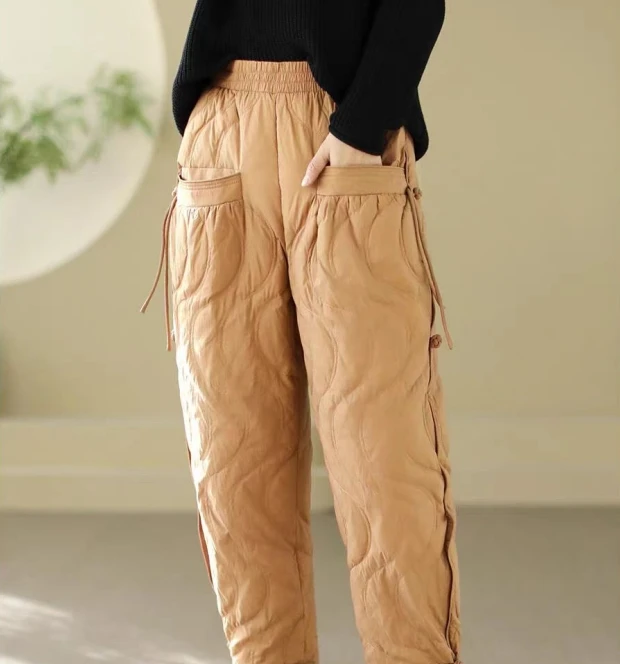 新款洋气百搭优雅重工时尚洋气显瘦 花朵鸭绒裤