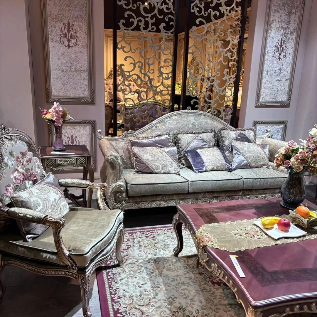 【皇家壹号】法式戴妃古典巴洛克风做旧雕花布艺沙发沙发TY