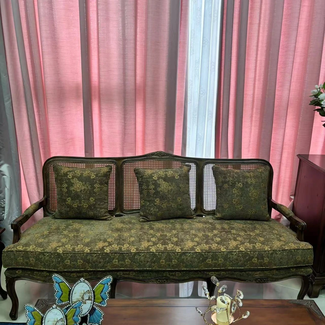 【皇家壹号】路易十四复古古典英国进口藤片实木布艺沙发套装jdw