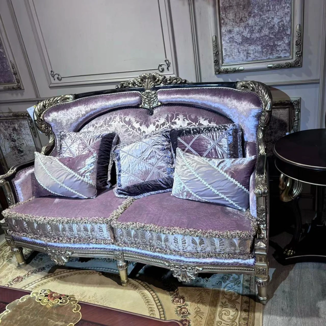 【皇家壹号】法式高奢宫廷风粉色沙发做旧雕花工艺沙发TY