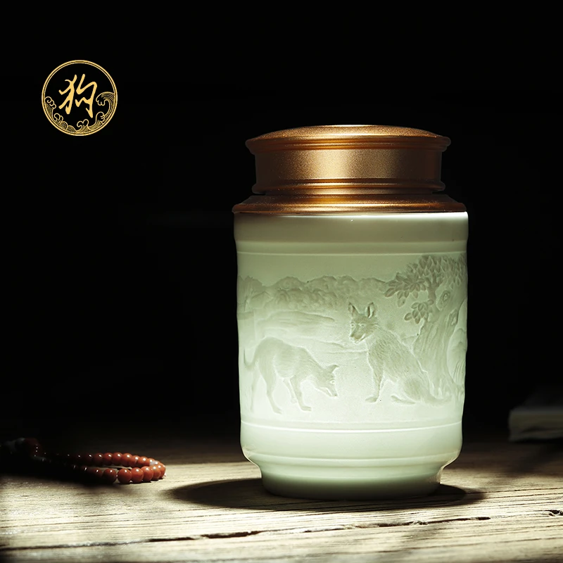 景德镇十二生肖纯手工陶瓷茶叶罐密封罐中式复古装茶罐高端礼盒装
