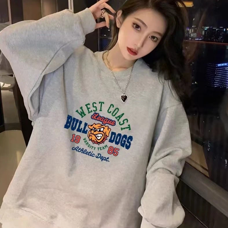 卫衣加绒加厚时尚卡通圆领印花宽松百搭男女同款