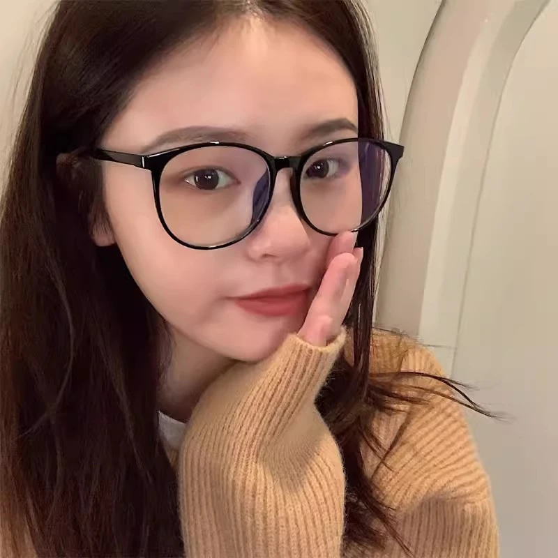 超大框黑框眼镜女高级感大脸方圆脸素颜神器眼睛镜框近视可配度数