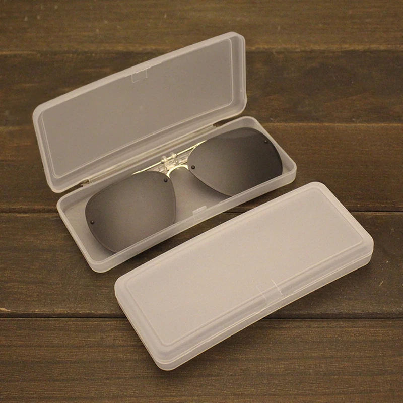 墨镜夹片盒白色磨砂眼镜盒便携女小巧抗压防摔太阳眼镜夹片收纳男
