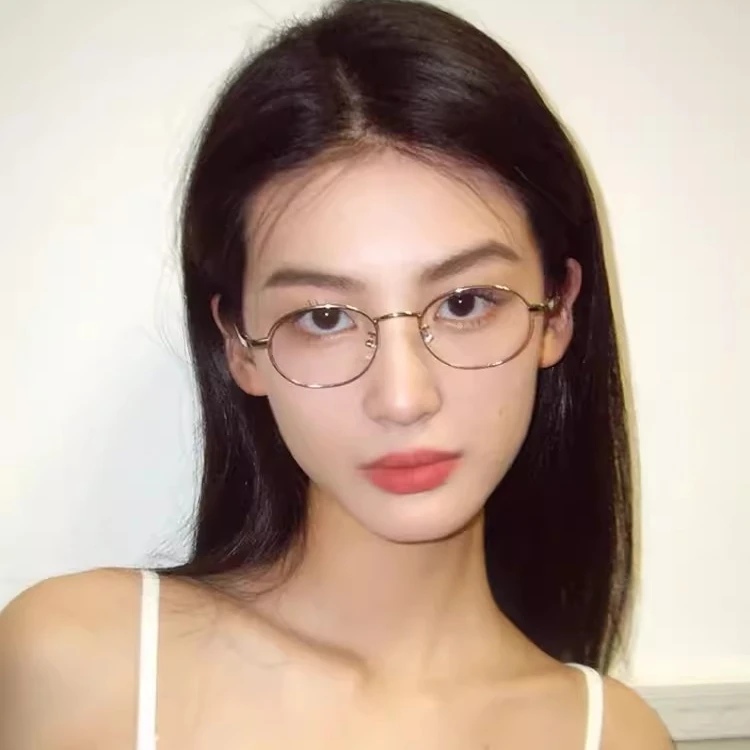 纯欲风椭圆框银框金丝眼镜女高级感小脸细框素颜神器复古可配度数