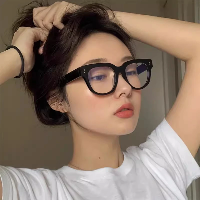 韩式方形黑框眼镜女夏素颜神器大脸显瘦防蓝光日系复古眼睛男大框
