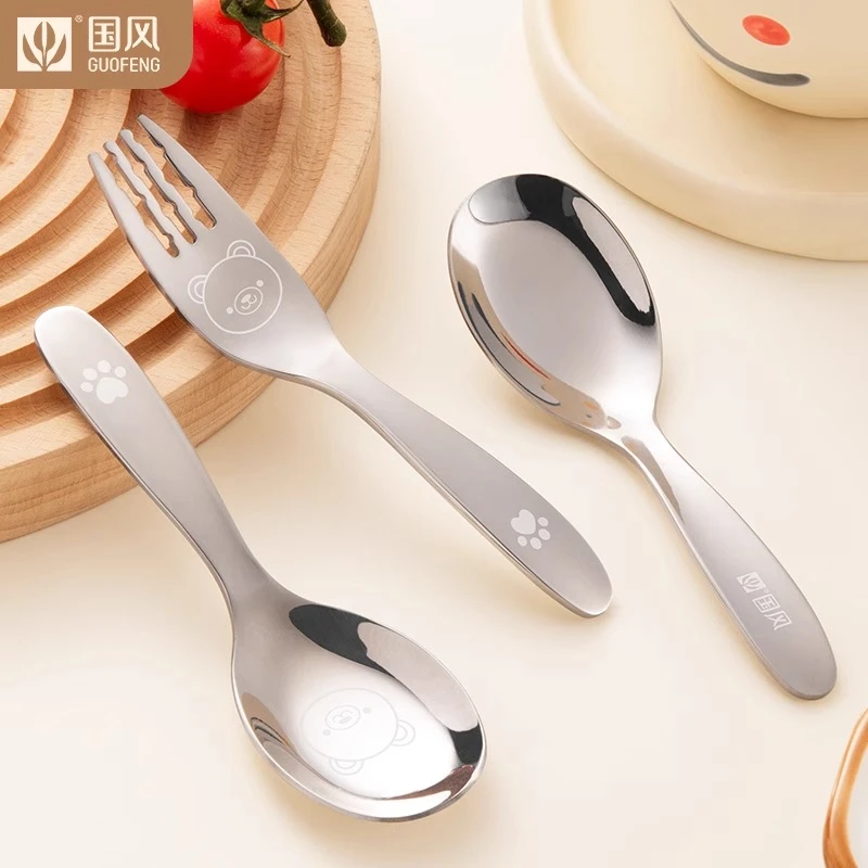 国风勺子不锈钢316餐勺短柄家用汤匙吃饭汤勺可爱便携喝汤钢勺