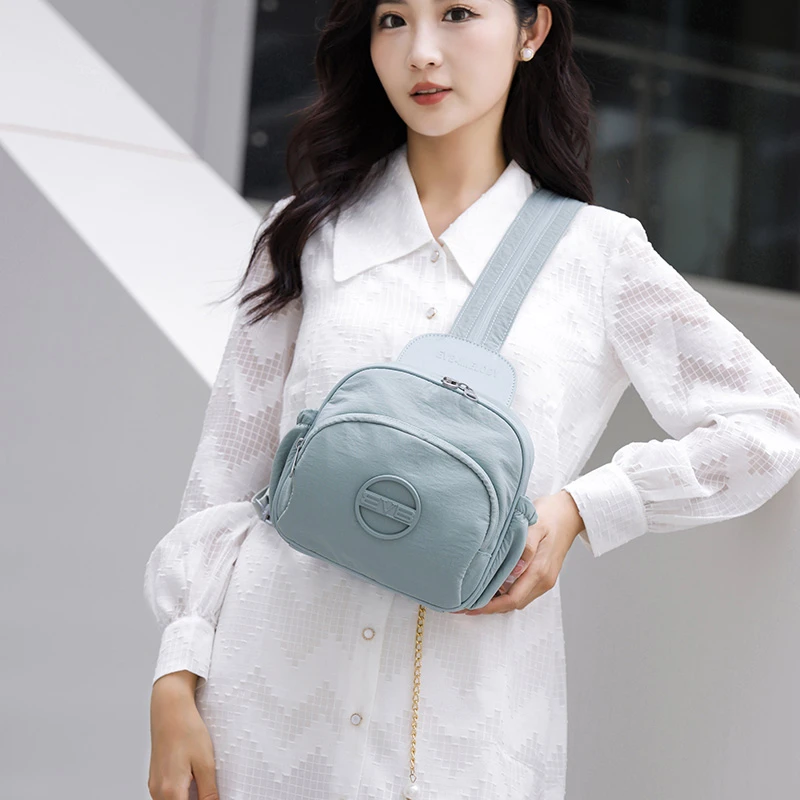 EVB149纯色时尚新款双肩包轻奢韩版胸挎包多功能轻便出行女包小众