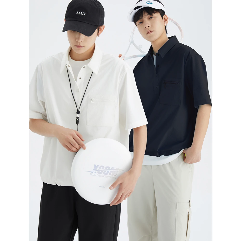 knighttom夏肌理条纹凉感弹力速干套头运动衬衫中性风小个子3982