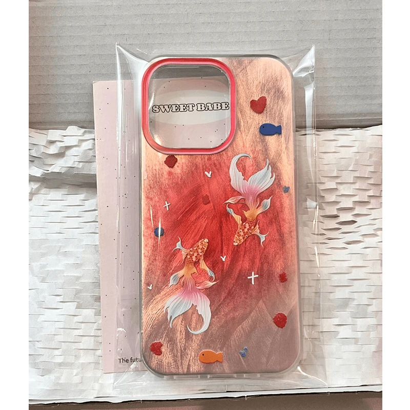 羽纱晕染好运锦鲤适用iPhone13苹果15pro手机壳华为vivo小米oppo