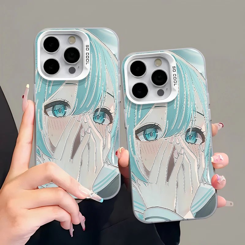 二次元蓝眼睛初音未来适用iPhone15手机壳苹果14华为小米oppo动漫