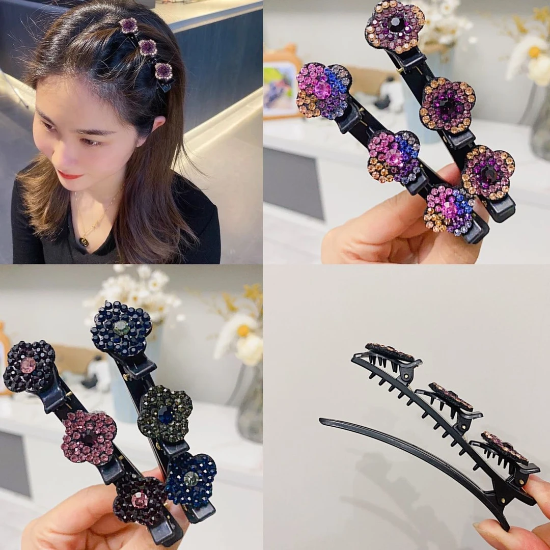 双层刘海夹前额洋气编发夹子女碎发神器水钻多功能侧边夹网红头饰