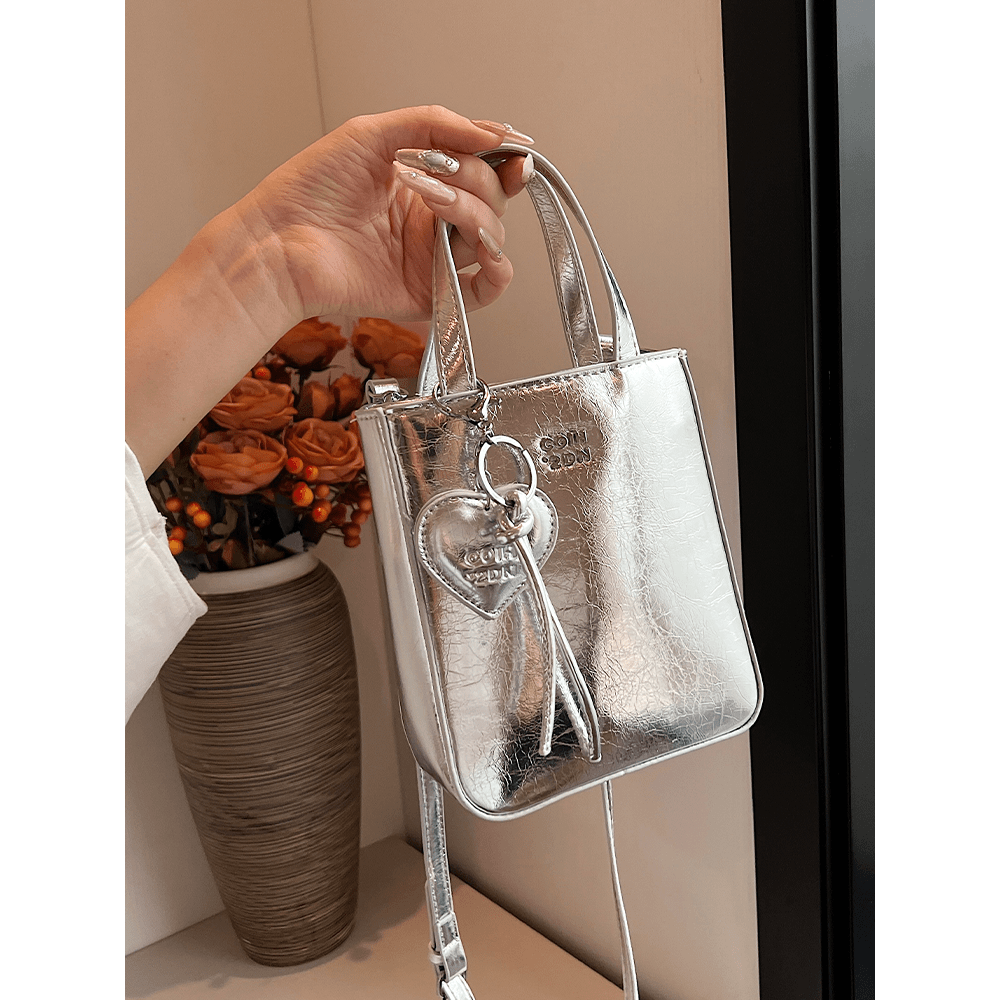 手提高级感亮面包女2024夏季新款简约百搭单肩包潮流休闲女包