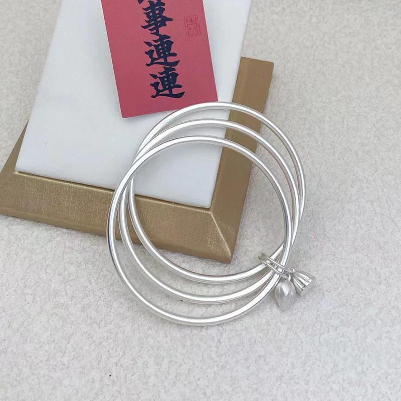 足银手镯 2号 足银9999 三生三世捕梦网闭口实心镯百搭手镯送老婆